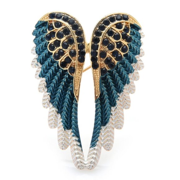 Rhinestone Angel Wings Pearl Brooch / Necklace Pendant - Picture 6 of 6